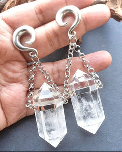 Crystal quartz ear hangers