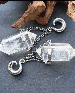 Crystal quartz ear hangers