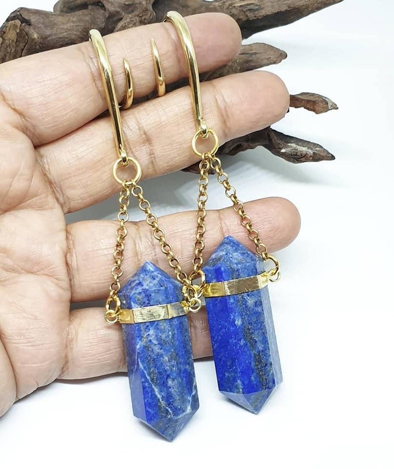 Lapis lazuli ear hangers