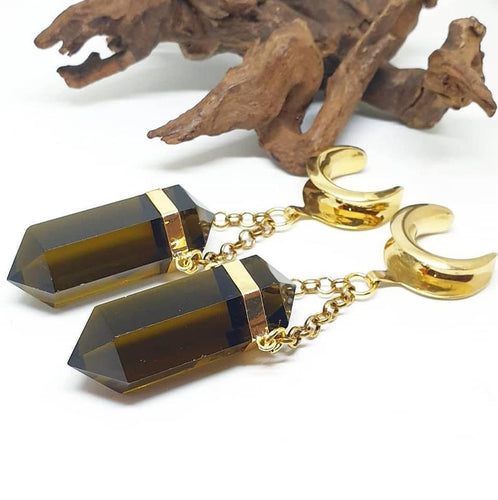 Smoky quartz ear hangers