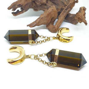 Smoky quartz ear hangers