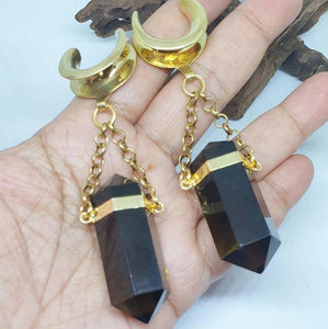 Smoky quartz ear hangers