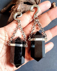 Black obsidian ear hangers