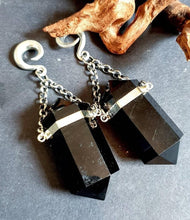 Load image into Gallery viewer, Black obsidian ear hangers