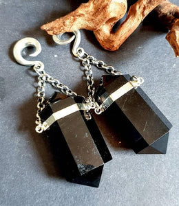 Black obsidian ear hangers