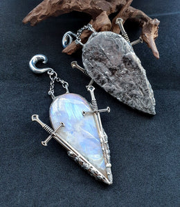 Rainbow moonstone ear weights