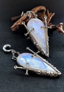 Rainbow moonstone ear weights