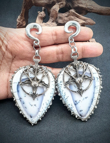 Dendritic opal ear weights