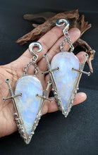 Load image into Gallery viewer, Rainbow moonstone ear weights