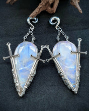 Load image into Gallery viewer, Rainbow moonstone ear weights