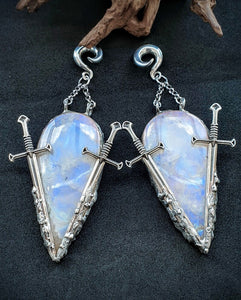 Rainbow moonstone ear weights