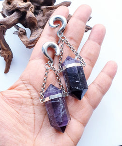 Amethyst ear hangers