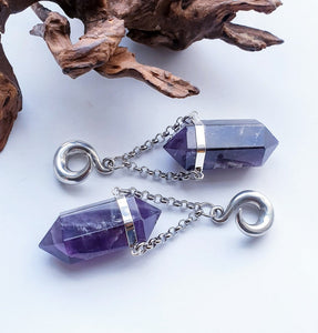 Amethyst ear hangers