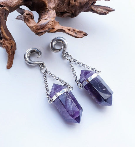 Amethyst ear hangers